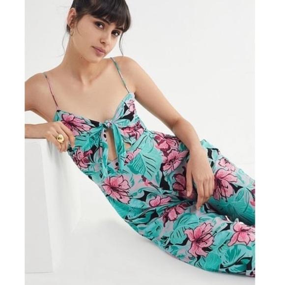 Cleobella Tie Front Angelina Floral Jumpsuit Size Small - Picture 14 of 15